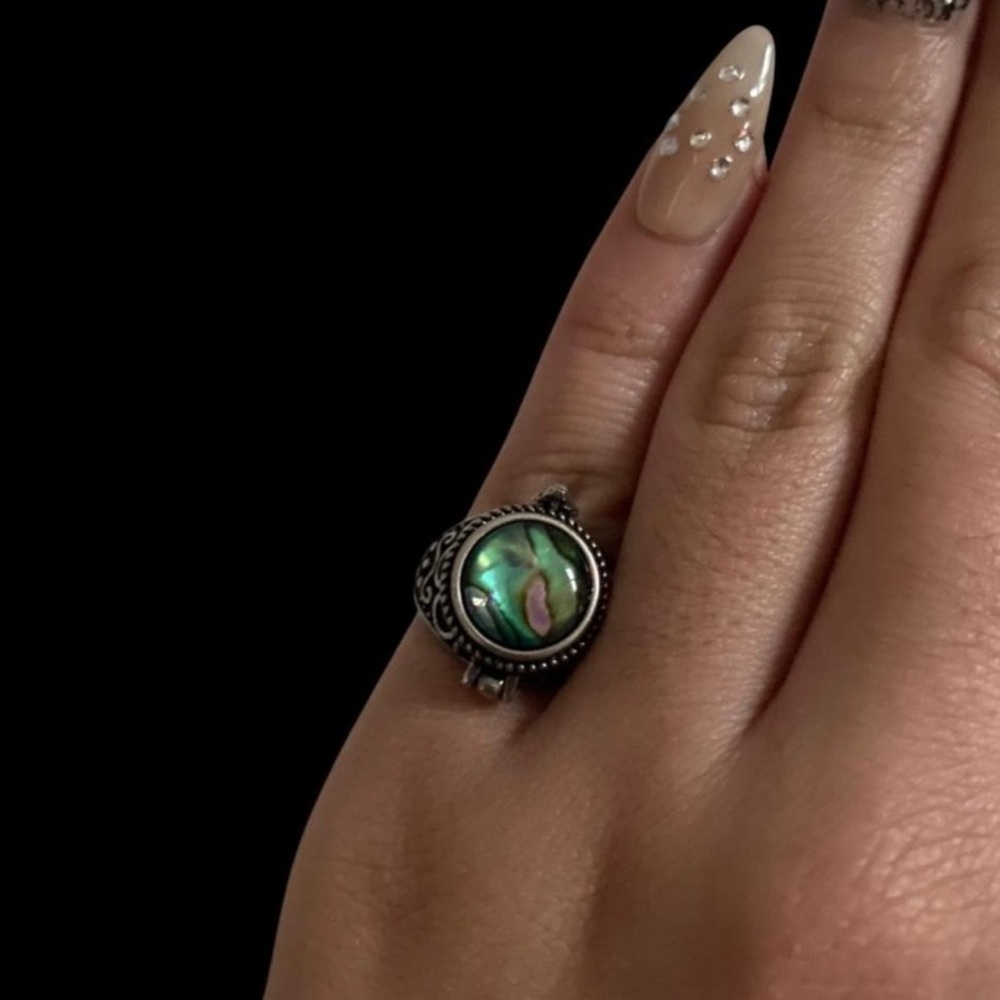 Abalone Shell ring with a Vintage Locket band